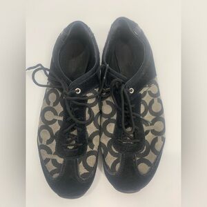 Coach logo sneakers size 8.5 suede and patent leather signature logo